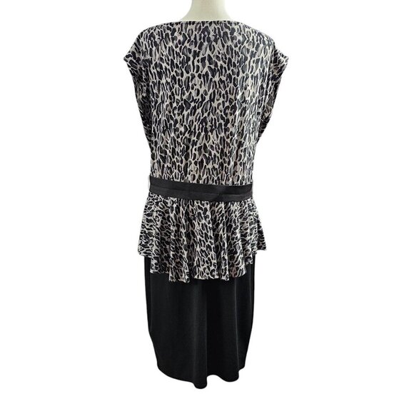 Miss Tina by Tina Knowles Cowl Neck Animal Print Drop Waist Peplum Midi Dress - Picture 6 of 7